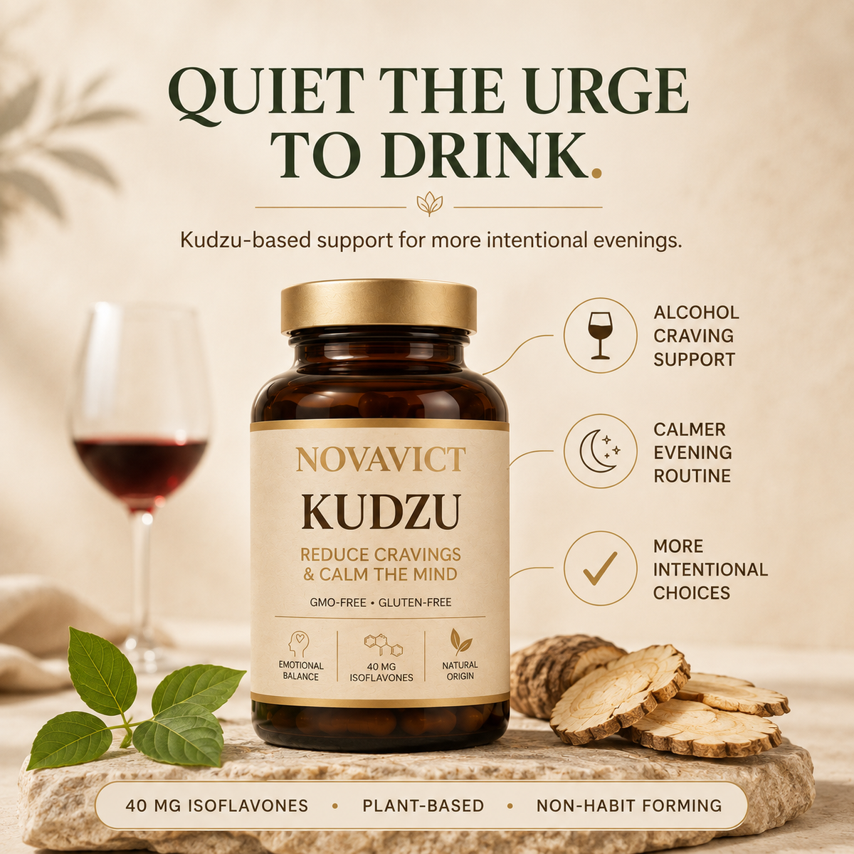 KUDZU • 40 mg of Isoflavones • 100% Natural