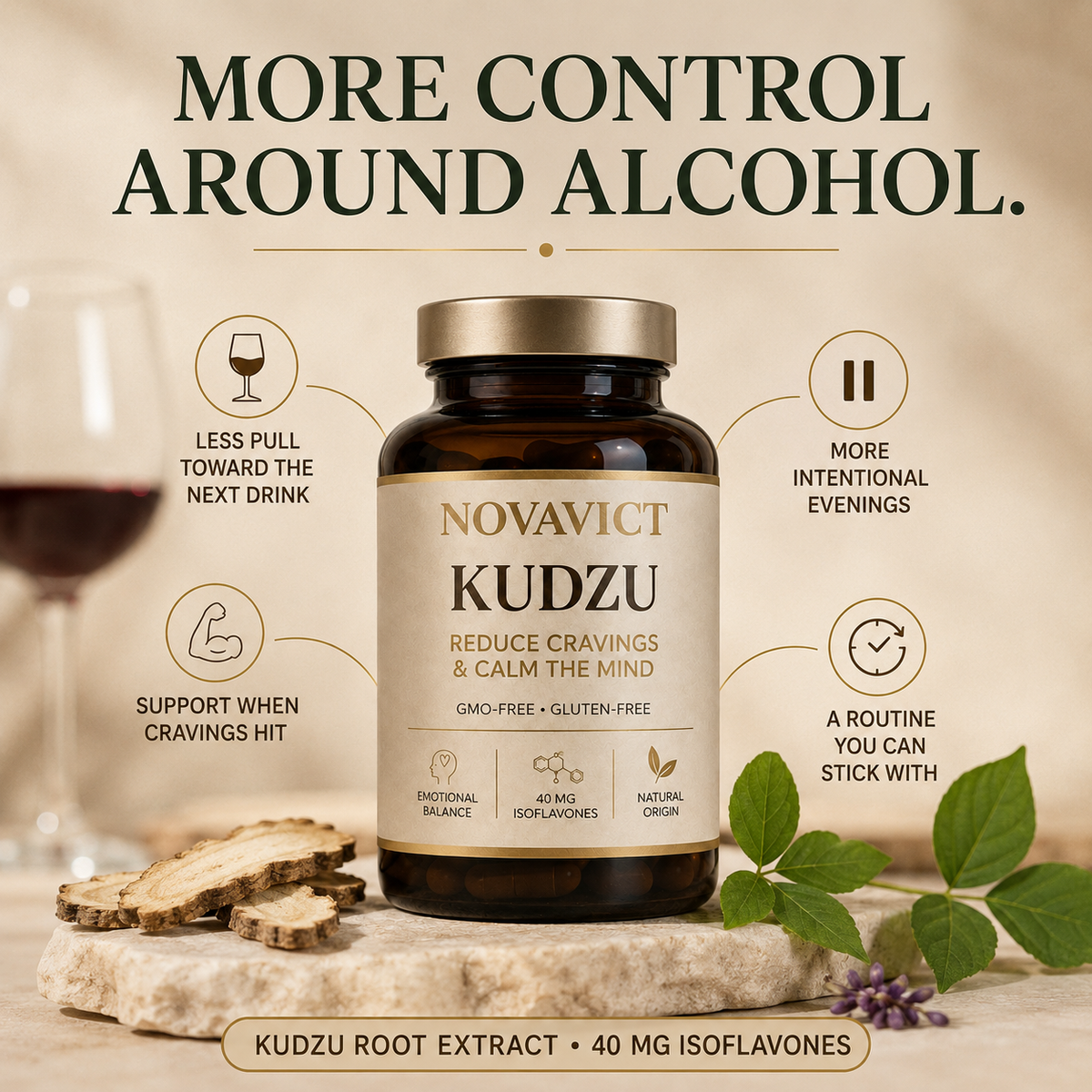 KUDZU • 40 mg of Isoflavones • 100% Natural